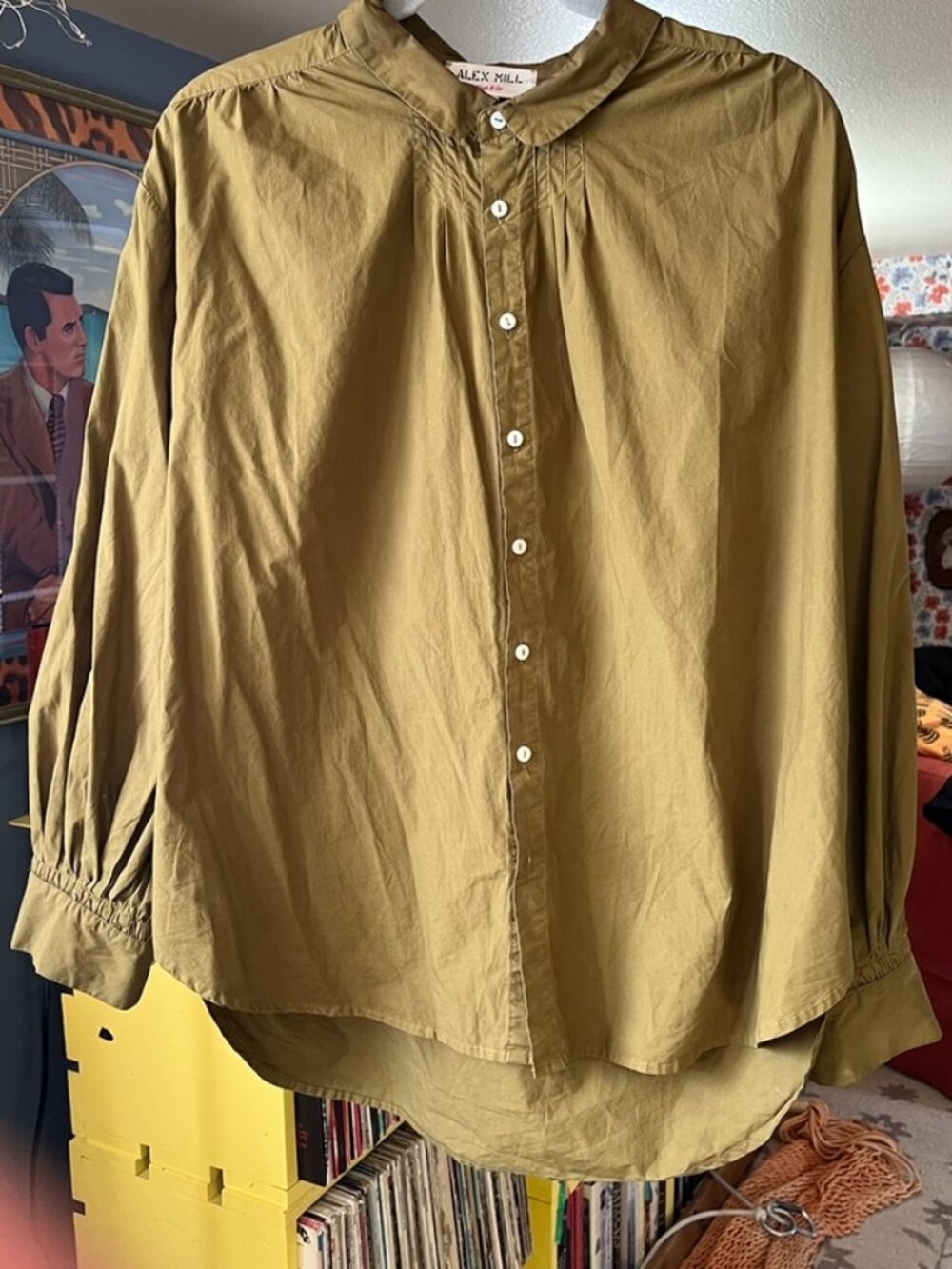 Alex Mill Cotton Poplin Kit Shirt X-Large Olive Shirt GUC